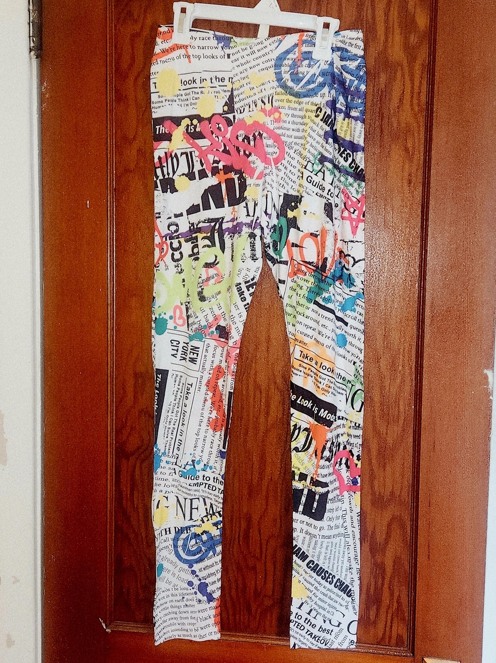 On Running Multi-Color Newspaper Print Leggings